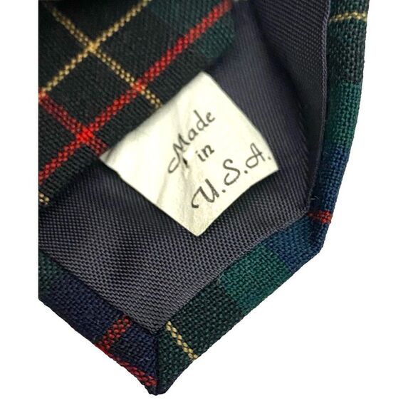 PENDLETON VTG Woolen 100% Virgin Wool Malcolm Blue Tartan Men's Tie Made In USA - Picture 5 of 6